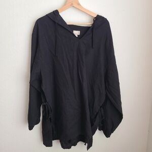 Urban Renewal Oversized Hoodie Black OS USA Vintage Fabric Art to Wear Lagenlook